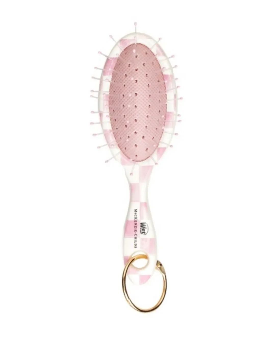 Wet brush x Mackenzie-Childs Keychain Detangler Brush White Pink Rosy Check - Picture 2 of 16